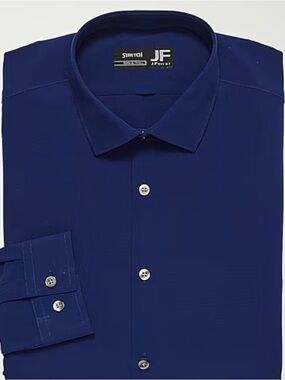 jf j.ferrar Men's Solid Navy Dress Shirt